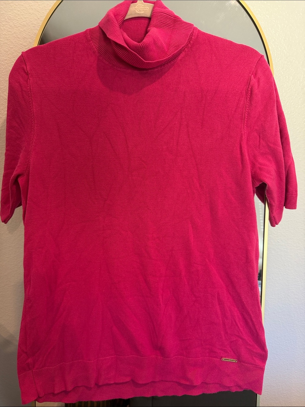 Anne Klein Hot Pink Short-Sleeve Turtleneck